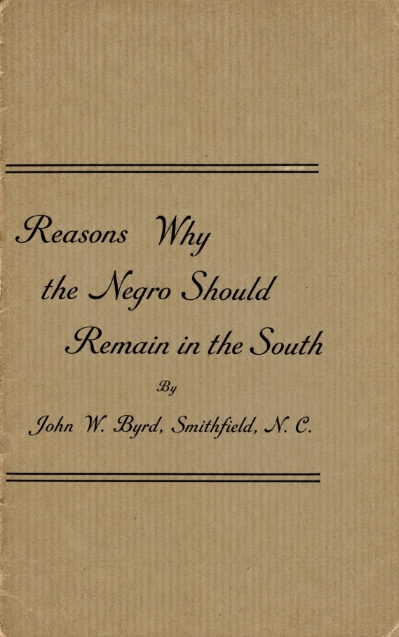Book Cover of REASONS WHY THE NEGRO SHOULD REMAIN IN ‘THE SOUTH