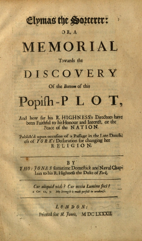 Book Cover of ELYMAS THE SORCERER: OR; A MEMORIAL TOWARDS THE DISCOVERY OF THE BOTTOM OF THE POPISH-PLOT