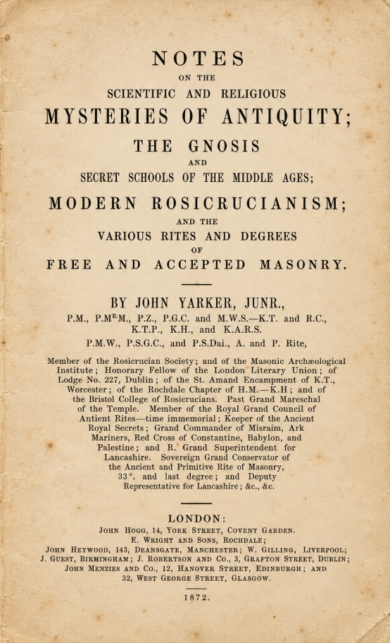 Book Cover of NOTES ON THE SCIENTIFIC AND RELIGIOUS MYSTERIES OF ANTIQUITY; THE GNOSIS AND SECRET SCHOOLS OF THE MIDDLE AGES; MODERN ROSICRUCIANISM; AND THE VARIOUS RITES AND DEGREES OF FREE AND ACCEPTED MASONRY