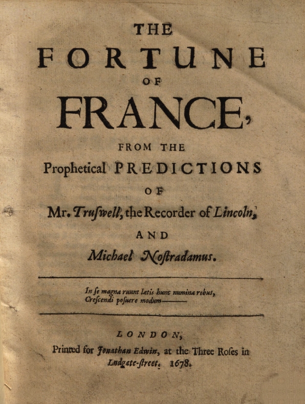 Book Cover of THE FORTUNE OF FRANCE, FROM PROPHETICAL PREDICTIONS