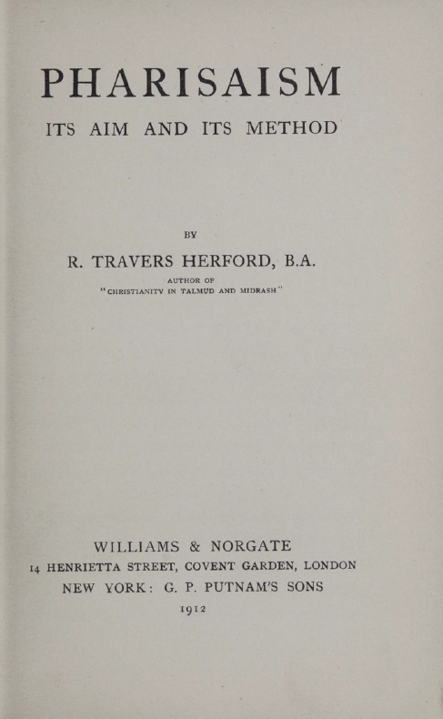 Book Cover of PHARISAISM: ITS AIM AND ITS METHOD