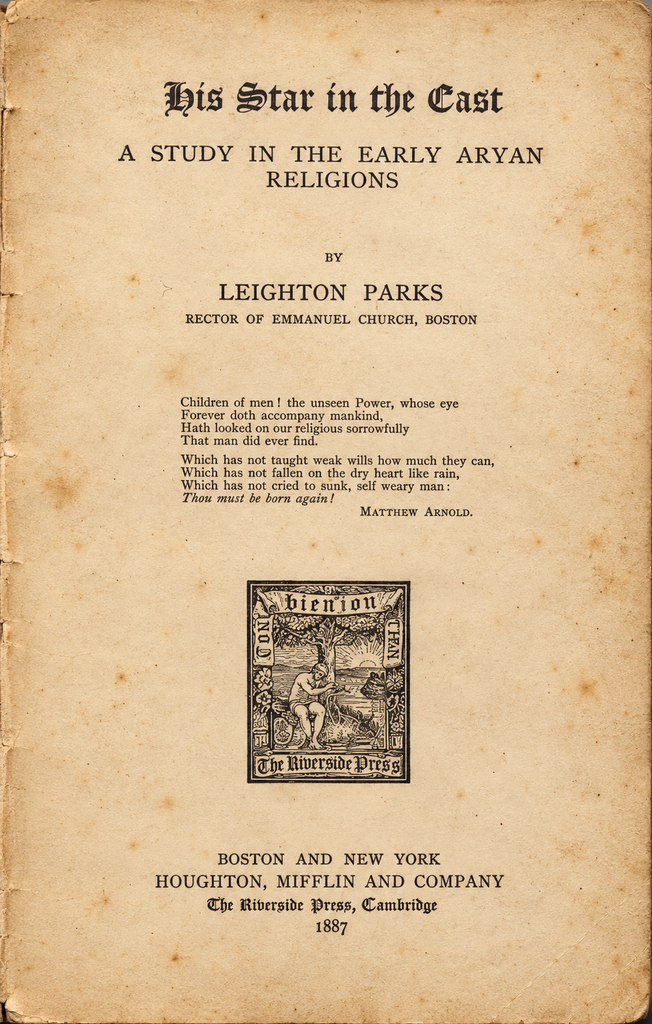 Book Cover of HIS STAR IN THE EAST; A STUDY IN THE EARLY ARYAN RELIGIONS