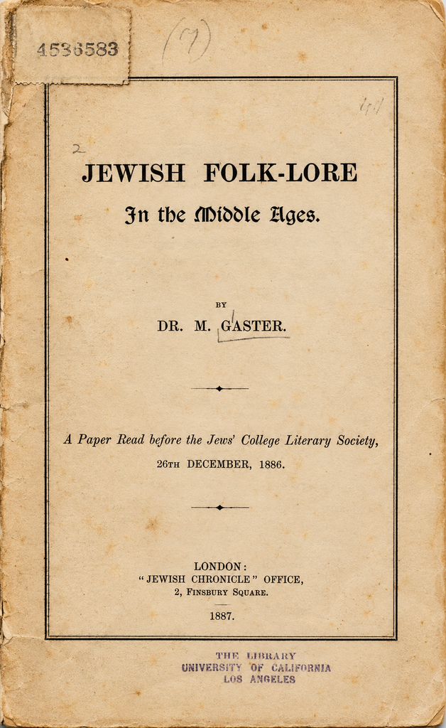 Book Cover of JEWISH FOLK-LORE IN THE MIDDLE AGES