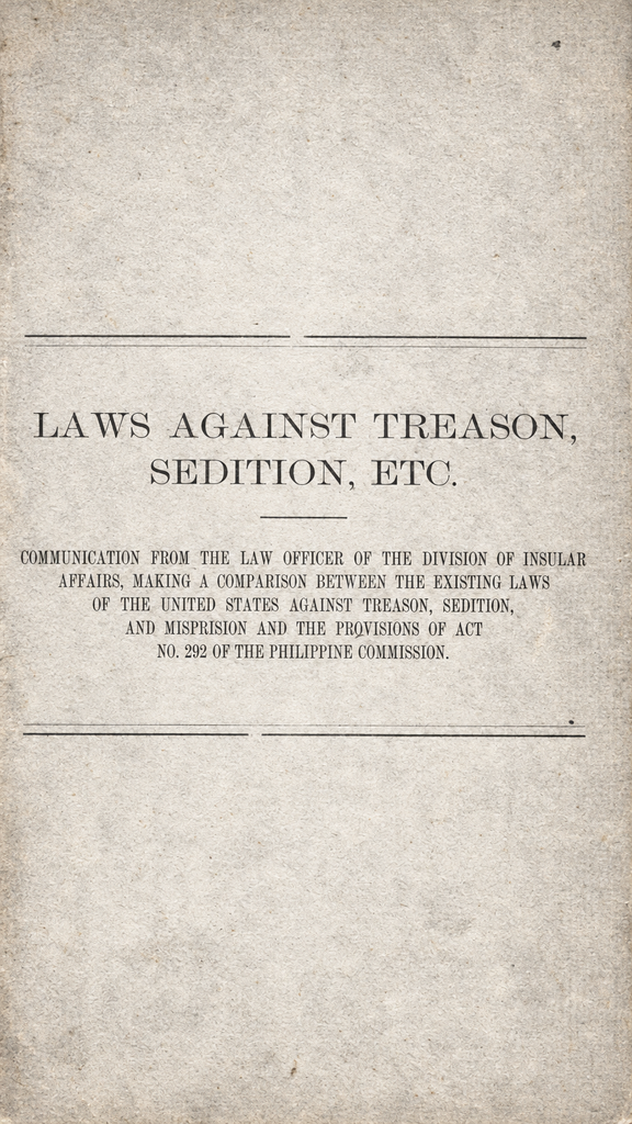 Book Cover of LAWS AGAINST TREASON, SEDITION, ETC.