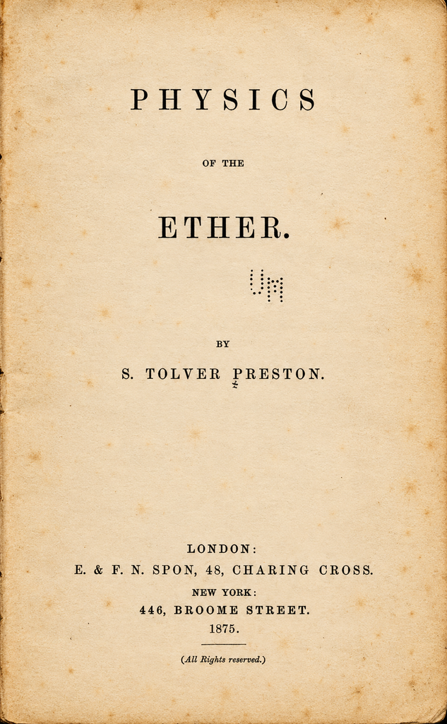 Book Cover of PHYSICS OF THE ETHER
