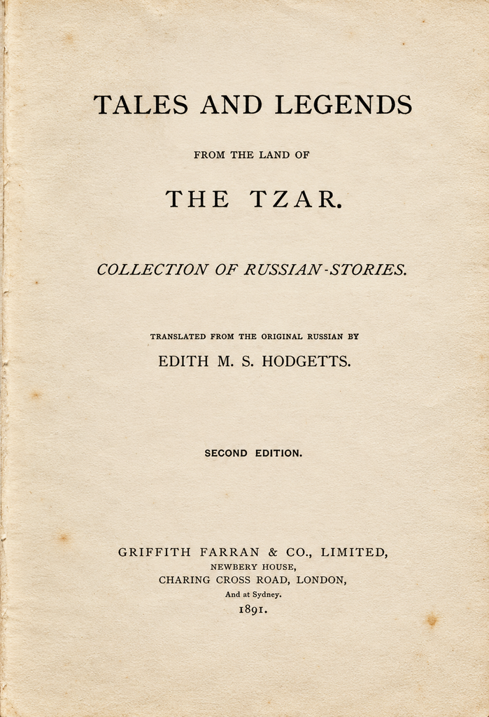 Book Cover of TALES AND LEGENDS FROM THE LAND OF THE TZAR