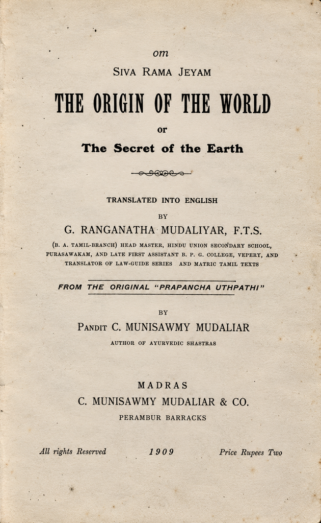 Book Cover of THE ORIGIN OF THE WORLD; OR, THE SECRET OF THE EARTH