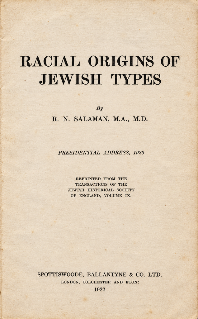 Book Cover of RACIAL ORIGINS OF JEWISH TYPES