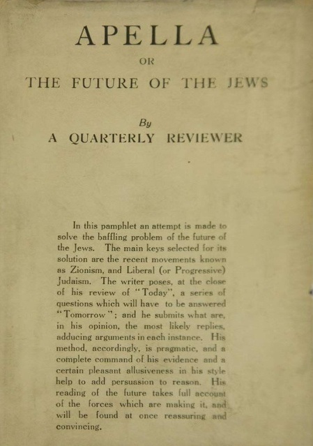Book Cover of APELLA; OR, THE FUTURE OF JEWS